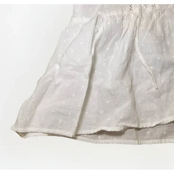 LOFT Women’s White Cotton Blouse Size Medium Embroidered V Neck Long Sleeves - Picture 5 of 6